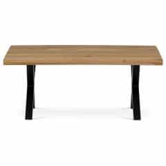 Stůl konferenční 110x70 cm, masiv dub, rovná hrana, kovová noha &quot;X&quot; 5x5 cm KS-F110X DUB
