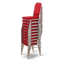 Židle, stohovatelná, látka červená / chromový rám, LEJLA NEW