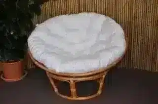 Ratanový papasan 110 cm - medový - polstr bílý