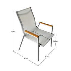 Zahradní stohovatelná židle, bílá ocel/dub, BONTO