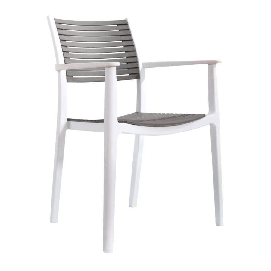 Stohovatelná židle HERTA - bílá/šedá