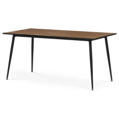 Jídelní stůl, 160x80, deska MDF, dýha divoký dub, kovové nohy, černý lak AT-686 OAK