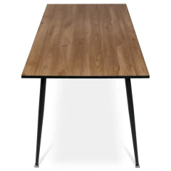 Jídelní stůl, 160x80, deska MDF, dýha divoký dub, kovové nohy, černý lak AT-686 OAK