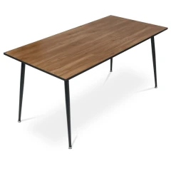 Jídelní stůl, 160x80, deska MDF, dýha divoký dub, kovové nohy, černý lak AT-686 OAK