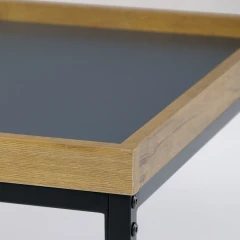 Stůl konferenční, MDF deska šedá s dekorativní hranou divoký dub, černý kov. CT-614 OAK