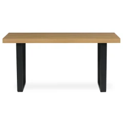Jídelní stůl, 160x8x760 cm, MDF deska, dýha dub, kovové nohy, černý lak HT-514 OAK