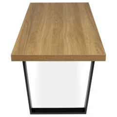 Jídelní stůl, 160x8x760 cm, MDF deska, dýha dub, kovové nohy, černý lak HT-514 OAK