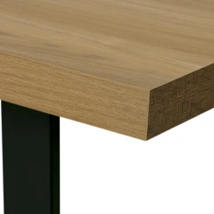 Jídelní stůl, 160x8x760 cm, MDF deska, dýha dub, kovové nohy, černý lak HT-514 OAK