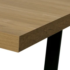 Jídelní stůl, 160x8x760 cm, MDF deska, dýha dub, kovové nohy, černý lak HT-514 OAK