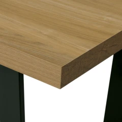 Jídelní stůl, 160x8x760 cm, MDF deska, dýha dub, kovové nohy, černý lak HT-514 OAK