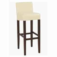 Barová židle SORIN NEW, textilní kůže krémová / dřevo tmavý ořech