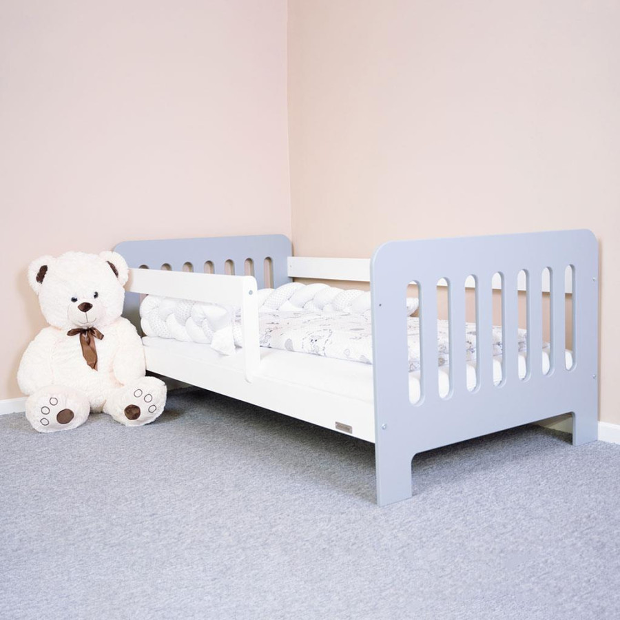 Levně NEW BABY Dětská postel se zábranou New Baby ERIK 160x80 cm bílo-šedá