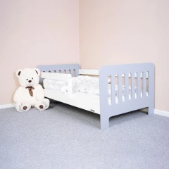Dětská postel se zábranou New Baby ERIK 160x80 cm bílo-šedá