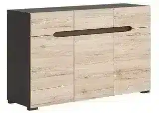 Komoda Elpasso KOM3D3S - šedý wolfram/dub san remo světlý