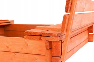 Dětské dřevěné pískoviště s poklopem a lavičkami NEW BABY 120x120 cm