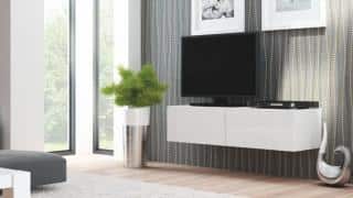 Televizní stolek Livo RTV-160W - korpus bílý/bílá vysoký lesk