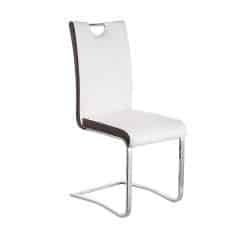 Jídelní židle IMANE - Chrom + bílá ekokůže