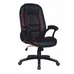 Kancelářská židle PORSHE - černá ekokůže / červený lem