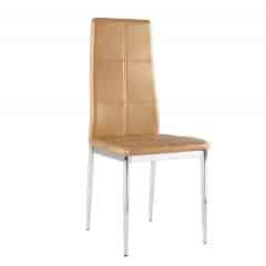 Židle LERA - světle hnědá ekokůže / chrom