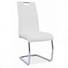 Jídelní židle ABIRA - bílá ekokůže / chrom,
