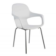 Židle DORIEN - chrom + bílý plast