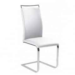 Jídelní židle BARNA - bílá ekokůže / chrom