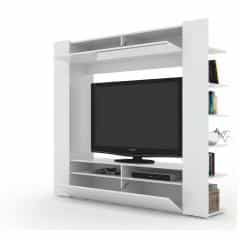 Obývací stěna MEDIA TV - bílá/bílá pololesk