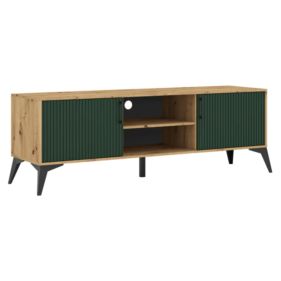 Tempo Kondela TV stolek LUGON LU1 - dub artisan/tmavě zelená
