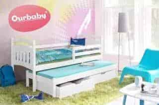 Ourbaby dětská postel s přistýlkou Marco I - Bílá