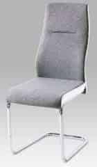 Jídelní židle HC-238 GRW2 - šedá látka / bílá koženka