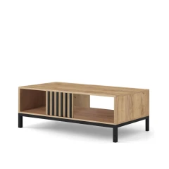 LAMINO LAW-1 ława dąb craft/czarny, nogi: czarny (2p=1szt)