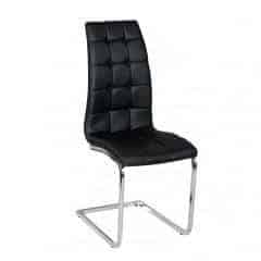Jídelní židle DULCIA - černá ekokůže / chrom