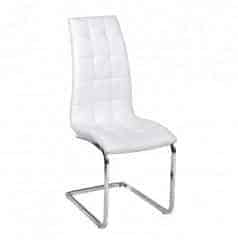 Jídelní židle DULCIA - bílá ekokůže / chrom