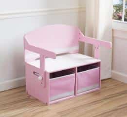 Dětská lavice s úložným prostorem růžová