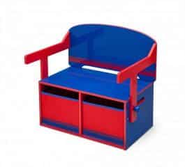 Dětská lavice s úložným prostorem modro - červená