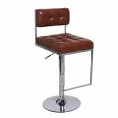 Barová židle GORDY - hnědá ekokůže / chrom