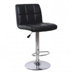 Barová židle KANDY - černá ekokůže / chrom