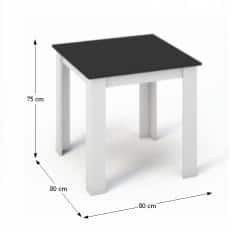 Jídelní stůl KRAZ 80x80 - Bílá / Černá