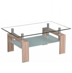 Konferenční stolek LIBOR NEW - sklo/dub sonoma