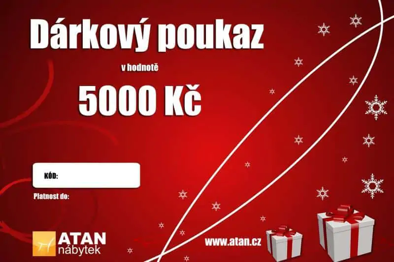 ATAN Vánoční dárkový poukaz v hodnotě 5000 Kč Tištěný