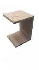 Dimenza zahradní ratanový odkládací stolek k lehátkům - šedobéžový