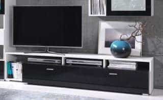 TV stolek Omega R1 bílá/černý lesk