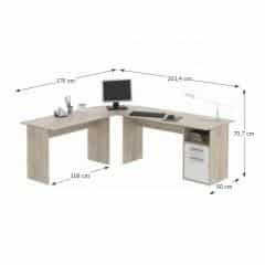PC stůl - rohový, dub sonoma/bílá, MAURUS MA11