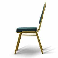 Židle, stohovatelná, látka zelená / matný zlatý rám, ZINA NEW