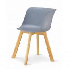Židle, plast + dřevo buk, šedá, LEVIN