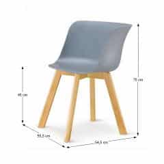 Židle, plast + dřevo buk, šedá, LEVIN