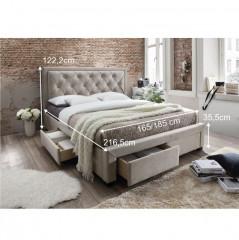 Manželská postel s roštem, 160x200, látka šedohnědá, OREA