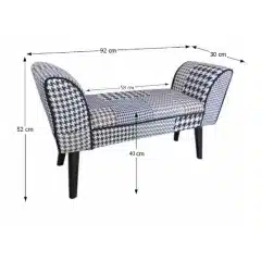 Designová lavice, vzorovaná látka, PEPITO TYP 7