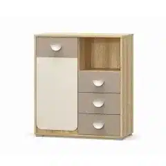 Komoda 1D3S, DTD laminovaná, dub ječný / champagne / capucino, LOTTY