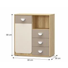 Komoda 1D3S, DTD laminovaná, dub ječný / champagne / capucino, LOTTY